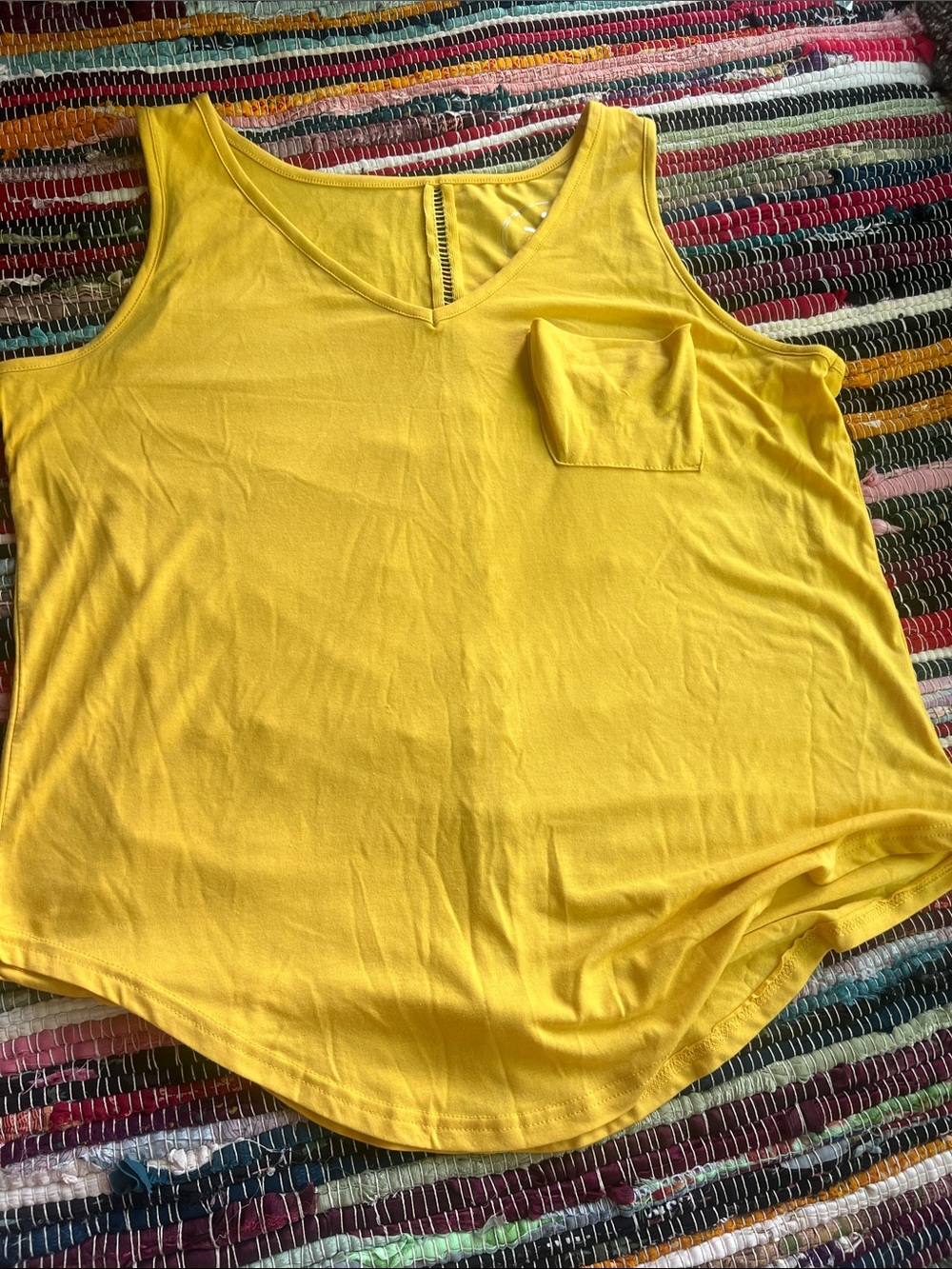 Poof! Bright Yellow V-Neck Sleeveless Tank with Chest Pocket